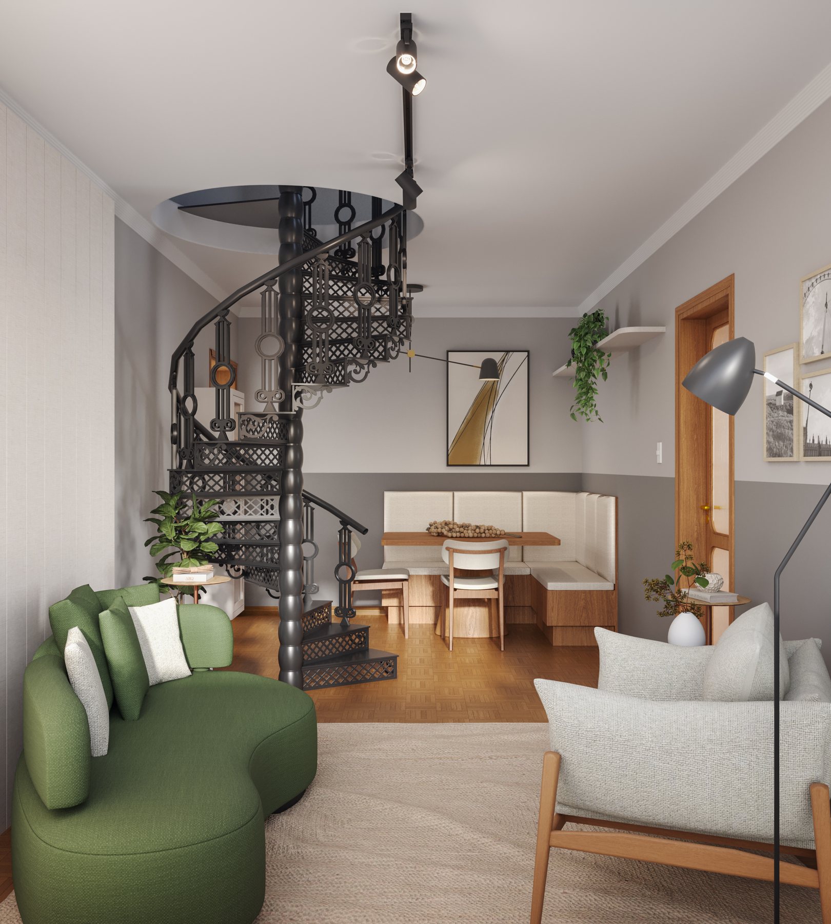 Sala de estar e jantar renovadas em Porto Alegre